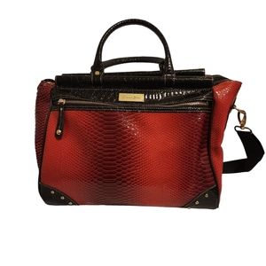 Samantha Brown Travel Bag Purse Tote Red Croc Embossed